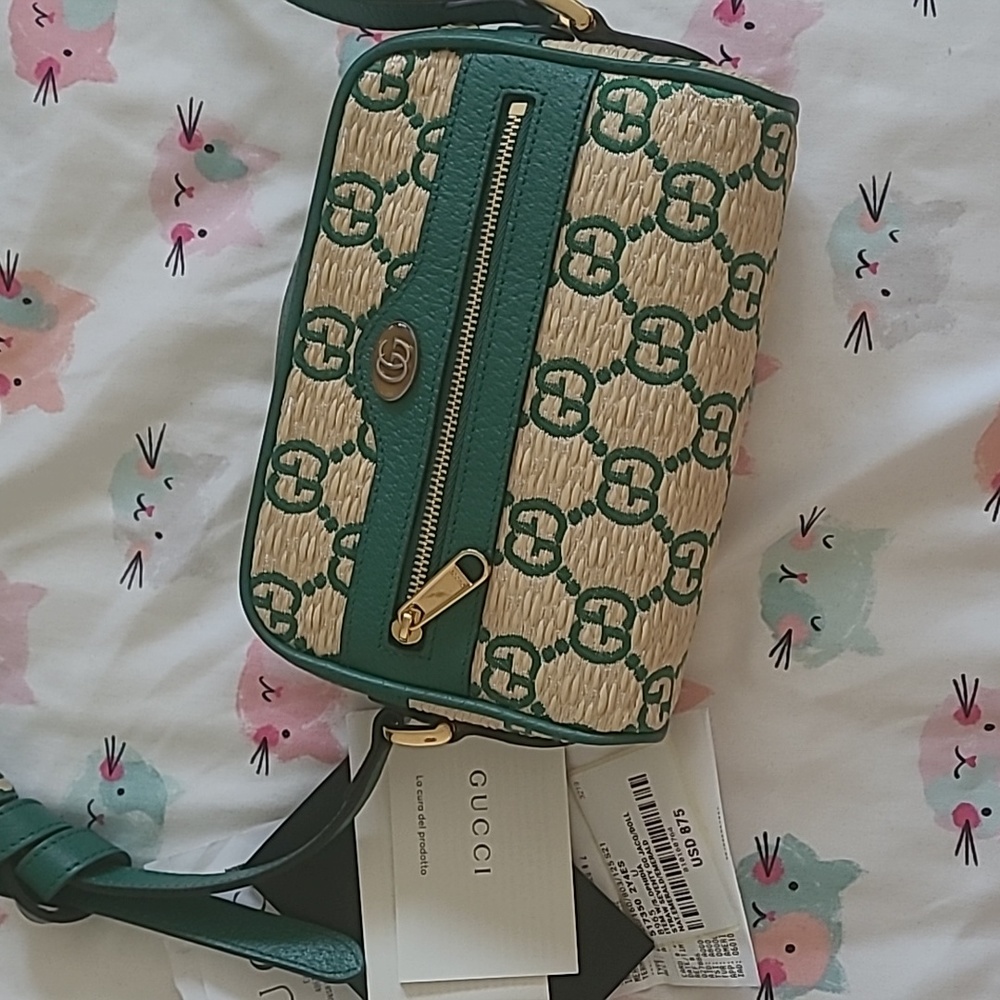Gucci Ophidia Raffia Mini Crossbody  Bag